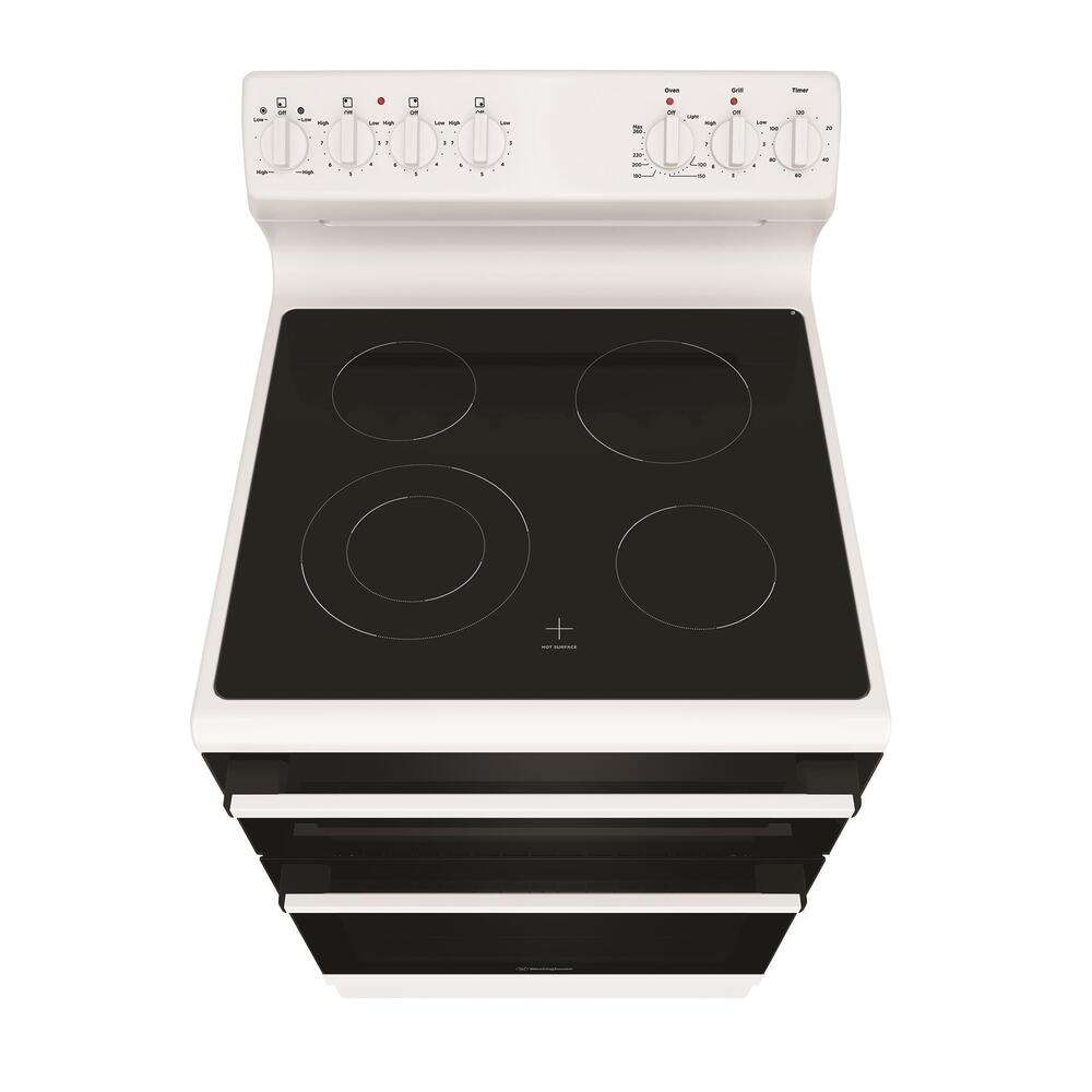 Electric Upright Cooker 60cm Fan Forced Seperate Grill 4 Zone Cermaic Cooktop White - Image 3