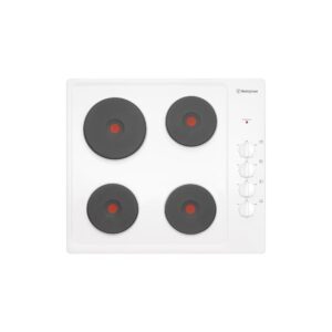 Electric Cooktop 60cm 4 Zone Knob Controls Solid Hotplates White