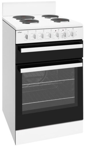 Electric Cooker 54cm Conventional Oven Seperate Grill 4 Hotplates White