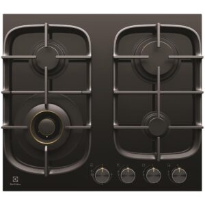 Gas Cooktop 60cm 4 Burner Inc Wok 17MJ/H Black Glass