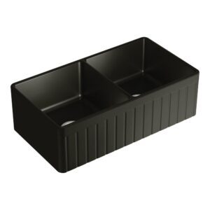 Benson Double Bowl Butler Sink Large Matte Black 830 x 455 x 255 mm
