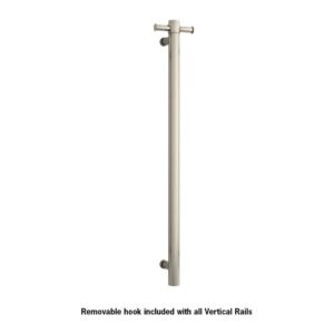 Vertical Bar Heated Towel Rail 12V Square 42x900x100mm Brushed Nickel