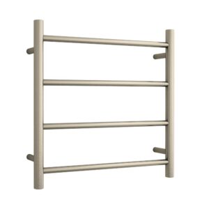 Ladder Heated Towel Rail Round 4 Bar 550x550x122mm Brushed Nickel