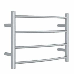 Ladder Heated Towel Rail Curved Round 4 Bar 600x420x150mm Polished S/S
