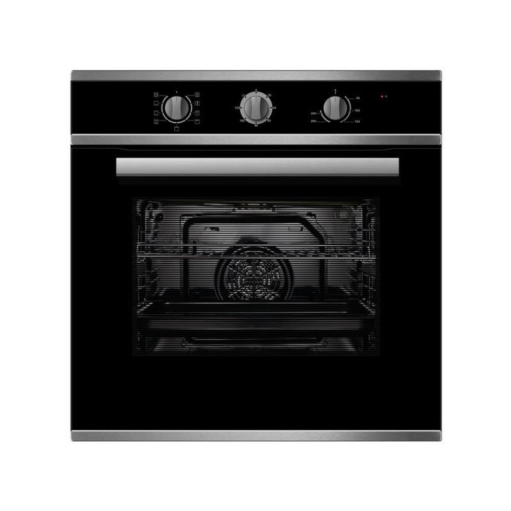 Electric Oven Built-In 60cm Fan Forced 5 Multifunction Knob Controls S/S & Black Glass