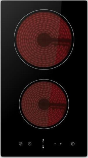 Electric Cooktop Ceran 30cm 2 Element Touch Controls Black