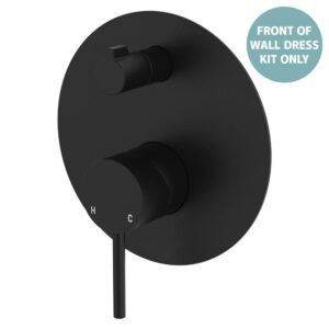 Kaya Shower Diveter Mixer Large Round Plate Matte Black Trim Kit ONLY LF