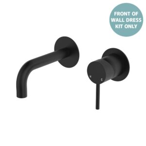 Kaya Basin/Bath Wall Mixer Round Plates 130mm Outlet Matte Black Trim Kit ONLY LF