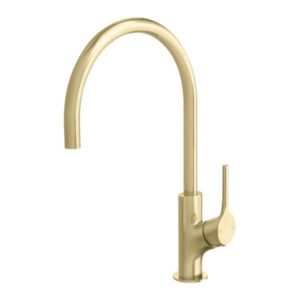 Vivid Slimline Oval Gooseneck Sink Mixer 220mm Brushed Gold