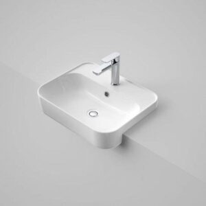 Tribute Sculptural Rectangle 420mm Semi-Recessed Basin 1TH With Overflow