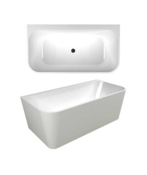 Plati 130 Freestanding Bath BTW 1500 White with Overflow Hole