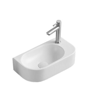 Arko 485 Basin Wall Mini D Shape White Gloss