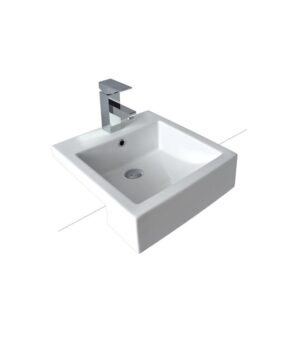 Kyra 210 Ceramic Basin Semi Recessed 440x480mm 1TH OF White