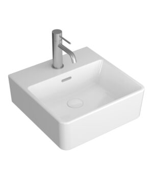 Kyra 403 Wall Basin With Tap Landing 1TH O/F White Gloss