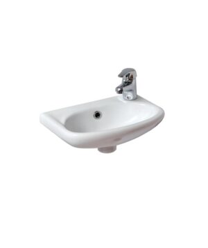 Chios 512 Ceramic Basin Wall 385x250mm 1TH on RH Side OF White