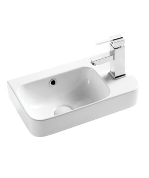 Limni 260 Ceramic Basin Wall 450x260mm RH 1TH OF Gloss White