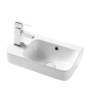 Limni 260 Ceramic Basin Wall 450x260mm LH 1TH OF Gloss White