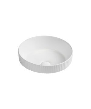 Cleo 380 Basin Fluted Round Matte White