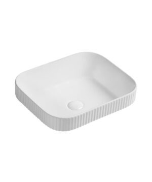 Cleo 450 Basin Inset Fluted Rectangular Matte White