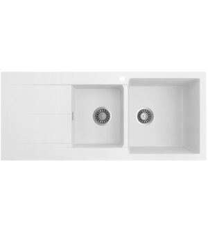 Oros 1160 Arqstone Sink 1.75 Bowl 1160x500mm 1TH OF LH Drainer White
