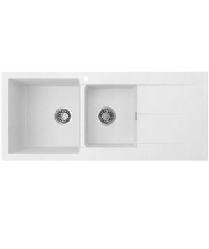 Oros 1160 Arqstone Sink 1.75 Bowl 1160x500mm 1TH OF RH Drainer White