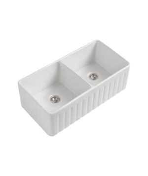 Cleo 835 Fluted Ceramic Sink Gloss White