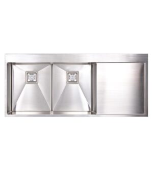 Tetra 1150 Blade Sink Double Bowl 1150x500mm 1TH RH Drainer Satin S/S