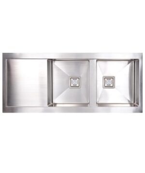 Tetra 1160 Sink Double Bowl 1160x500mm 0TH Drainer Satin S/S