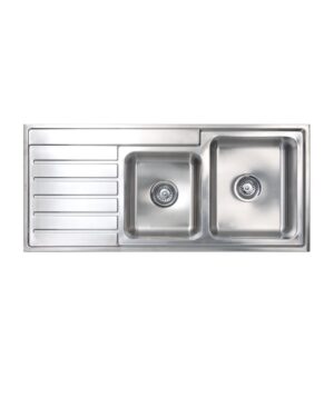 Kubic 175 Sink 1.75 Bowl 1120x500mm 0TH LH Drainer Silk S/S