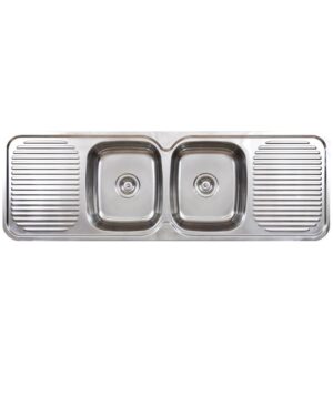 Acero 002 Sink Double Bowl 1500x500mm 0TH Drainers Silk S/S