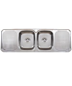 Acero 002 Sink Double Bowl 1500x500mm 1TH Drainers Silk S/S