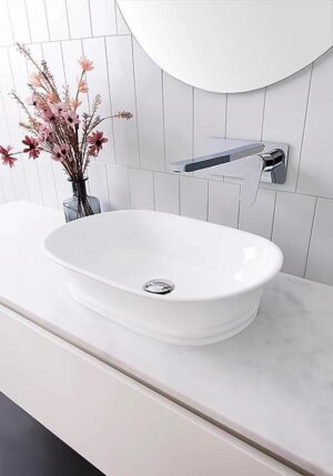 Titan Above Counter Basin 550 x 385 Gloss White Ceramic