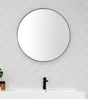 Alora Round Mirror Matte Black Metal Frame 700mm