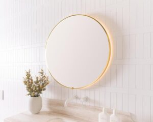 Sera Round LED Mirror 750mm Brushed Brass Frame