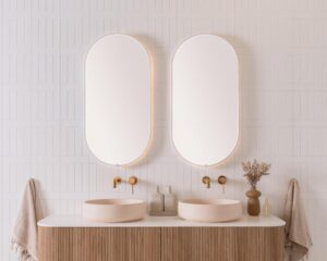 Sera Pill LED Mirror 900x450mm Matte White Frame