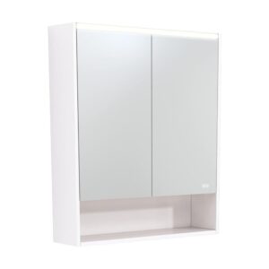 LED Mirror Cabinet With Shelf 750mm Gloss White Side Panels & Shelf