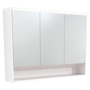 LED Mirror Cabinet With Shelf 1200mm Gloss White Side Panels & Shelf