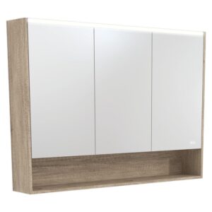 LED Mirror Cabinet With Shelf 1200mm Scandi Oak Side Panels & Shelf