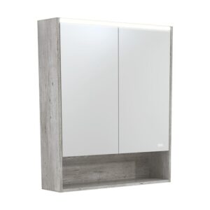LED Mirror Cabinet With Shelf 750mm Industrial Side Panels & Shelf