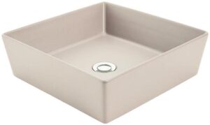 Venezia Square Counter Top Basin 380mm Sand Chrome Pop Up Waste