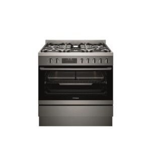 Dual Fuel Cooker 90cm Air Fryer,Steam,Pyrolytic,5 Burner Gas Hob With Wok Dark SS