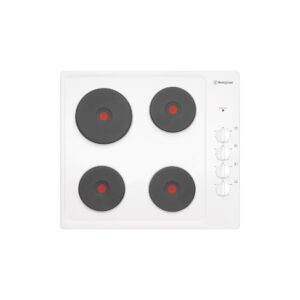 Electric Cooktop 60cm 4 Zone Knob Controls Solid Hotplates White