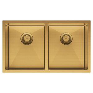 Hana 27/27L Double Kitchen Sink Rugged Brass 760 x 450 x 200