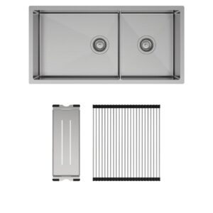 Hana 40/27L Double Bowl Kitchen Sink + Kit 892 x 450 x 200mm