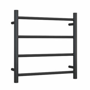 Ladder Heated Towel Rail Round 4 Bar 550x550x122mm Matt Black