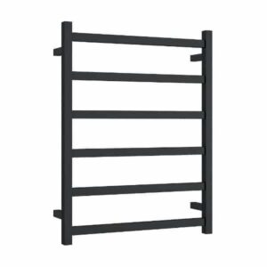Ladder Heated Towel Rail Square 6 Bar 600x800x120mm Matt Black