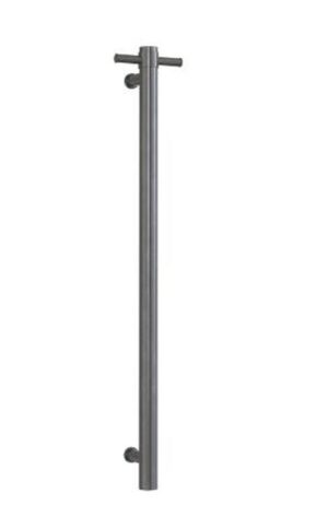 Vertical Bar Heated Towel Rail 240V Round 42x900x100mm Brushed Gunmetal