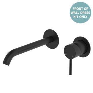 Kaya Basin/Bath Wall Mixer Round Plates 200mm Outlet Matte Black Trim Kit ONLY