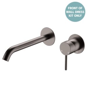Kaya Basin/Bath Wall Mixer Round Plates 200mm Outlet Gun Metal Trim Kit ONLY