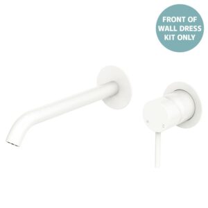 Kaya Basin/Bath Wall Mixer Round Plates 200mm Outlet Matte White Trim Kit ONLY